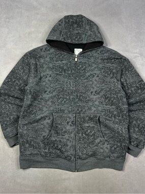 mecca Men's Dark Gray Patterned Full-Zip Hoodie Sweater